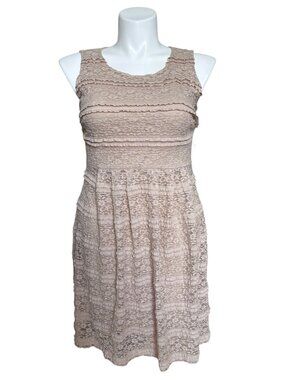 Cynthia Rowley NWT Women's Beige Fit & Flare Dress, Lace Overlay Size 12